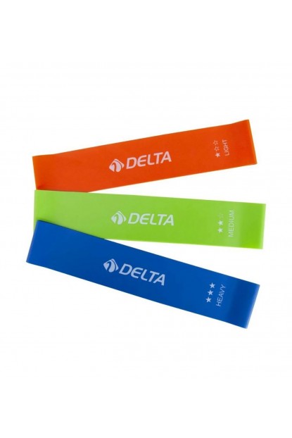 Delta 3'lü Aerobik Bandı Latex Bant Set Pilates Yoga Lastiği Seti